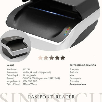 Πέντε Megapixels OCR Διαβατήριο Scanner με βάθος χρώματος 24 bit και λειτουργία ανάγνωσης RFID